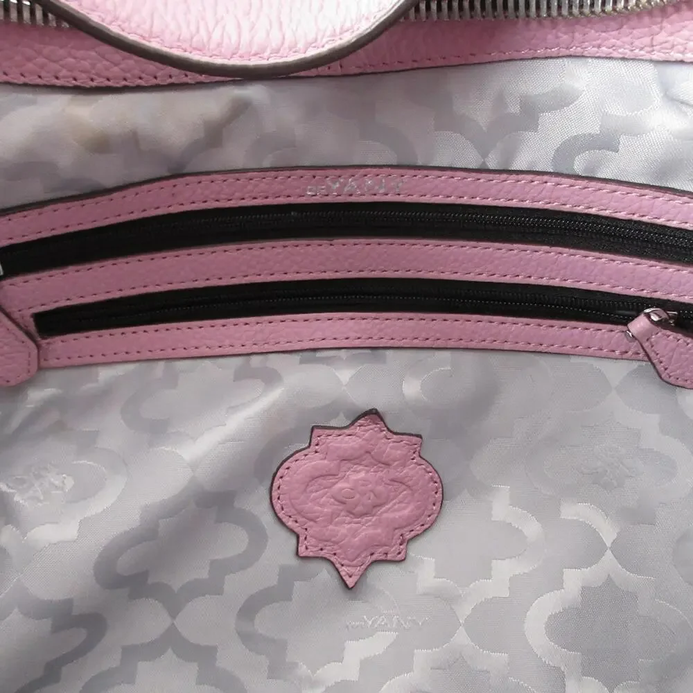 The Sak Hobo Bag Womens Large Pink Leather Woven Tassel Zip Silver Hardware